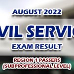 Civil Service Exam Result August 2022 - REGION 1 PASSERS (SUBPROFESSIONAL)