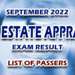 Real Estate Appraiser Exam Result September 2022 - LIST OF PASSERS