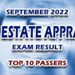 Real Estate Appraiser Exam Result September 2022 - TOP 10 PASSERS