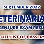 Veterinarian Licensure Exam Result September 2022 - FULL LIST