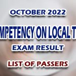 Basic Competency on Local Treasury Exam Result October 2022 - LIST OF PASSERS