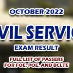 Civil Service Exam Result For FOE, POE, BCLTE October 2022 - FULL LIST