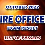 Fire Officer Exam Result October 2022 - LIST OF PASSERS