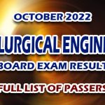 Metallurgical Engineering Board Exam Result October 2022 - FULL LIST