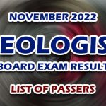 Geologist Board Exam Result November 2022 LIST OF PASSERS