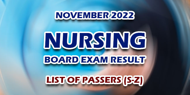 Nursing Board Exam Result November S Z LIST OF PASSERS