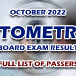 Optometrist Board Exam Result October 2022 - FULL LIST
