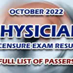 Physician Licensure Exam Result October 2022 - FULL LIST