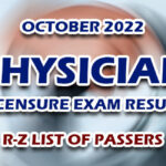 Physician Licensure Exam Result October 2022 R-Z LIST OF PASSERS