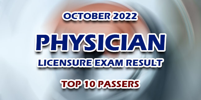 Physician Licensure Exam Result October TOP PASSERS