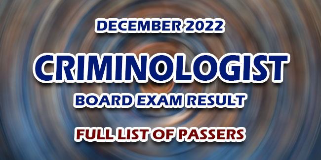 Criminologist Board Exam Result December Full List