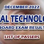 Dental Technologist Board Exam Result December 2022 - LIST OF PASSERS