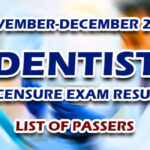 Dentist Licensure Exam Result November-December 2022 - LIST OF PASSERS