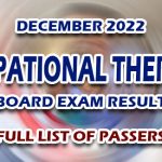 Occupational Therapist Board Exam Result December 2022 - FULL LIST