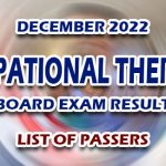 Occupational Therapist Board Exam Result December 2022 - LIST OF PASSERS