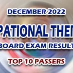 Occupational Therapist Board Exam Result December 2022 - TOP 10 PASSERS