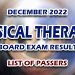 Physical Therapist Board Exam Result December 2022 - LIST OF PASSERS