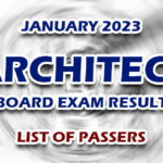 Architect Board Exam Result January 2023 - LIST OF PASSERS