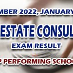 Real Estate Consultant Exam Result December 2022, January 2023 - TOP PERFORMING SCHOOLS