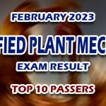 Certified Plant Mechanic Exam Result February 2023 - TOP 10 PASSERS