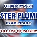 Master Plumber Exam Result February 2023 - FULL LIST
