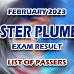 Master Plumber Exam Result February 2023 - LIST OF PASSERS