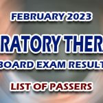 Respiratory Therapist Board Exam Result February 2023 - LIST OF PASSERS