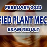 Certified Plant Mechanic Exam Result February 2023 - TARGET RELEASE DATE