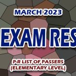 LET Exam Result March 2023 LIST OF PASSERS (P-R Elementary)