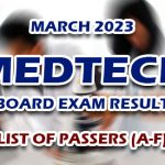 MedTech Board Exam Result March 2023 - LIST OF PASSERS (A-F)
