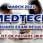 MedTech Board Exam Result March 2023 - LIST OF PASSERS (M-R)