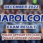 NAPOLCOM Exam Result December 2022 - 4TH CLASS (Police Officer) Passers