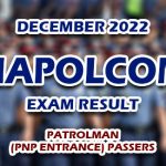 NAPOLCOM Exam Result December 2022 - PATROLMAN (PNP Entrance) Passers