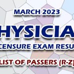 Physician Licensure Exam Result March 2023 - LIST OF PASSERS (R-Z)