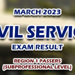 Civil Service Exam Result March 2023 Region 1 Passers (Subprofessional)
