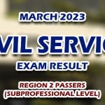 Civil Service Exam Result March 2023 Region 2 Passers (Subprofessional)