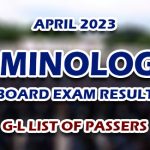 Criminologist Board Exam Result April 2023 G-L LIST OF PASSERS