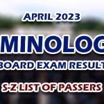 Criminologist Board Exam Result April 2023 S-Z LIST OF PASSERS