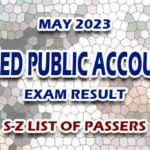 Certified Public Accountant Exam Result May 2023 S-Z LIST OF PASSERS