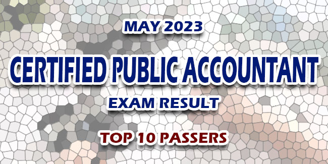 Certified Public Accountant Exam Result May 2023 TOP 10 PASSERS