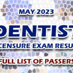 Dentist Licensure Exam Result May 2023 - FULL LIST