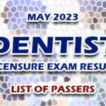 Dentist Licensure Exam Result May 2023 - LIST OF PASSERS