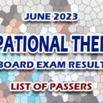 Occupational Therapist Board Exam Result June 2023 - LIST OF PASSERS