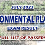 Environmental Planner Exam Result July 2023 - FULL LIST OF PASSERS