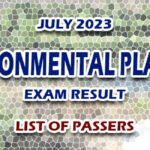 Environmental Planner Exam Result July 2023 - LIST OF PASSERS