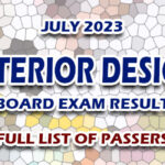 Interior Design Board Exam Result July 2023 - FULL LIST OF PASSERS