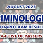 Criminologist Board Exam Result August 2023 A-F LIST OF PASSERS
