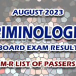 Criminologist Board Exam Result August 2023 M-R LIST OF PASSERS
