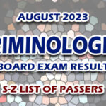 Criminologist Board Exam Result August 2023 S-Z LIST OF PASSERS