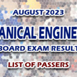 Mechanical Engineering Board Exam Result August 2023 - LIST OF PASSERS